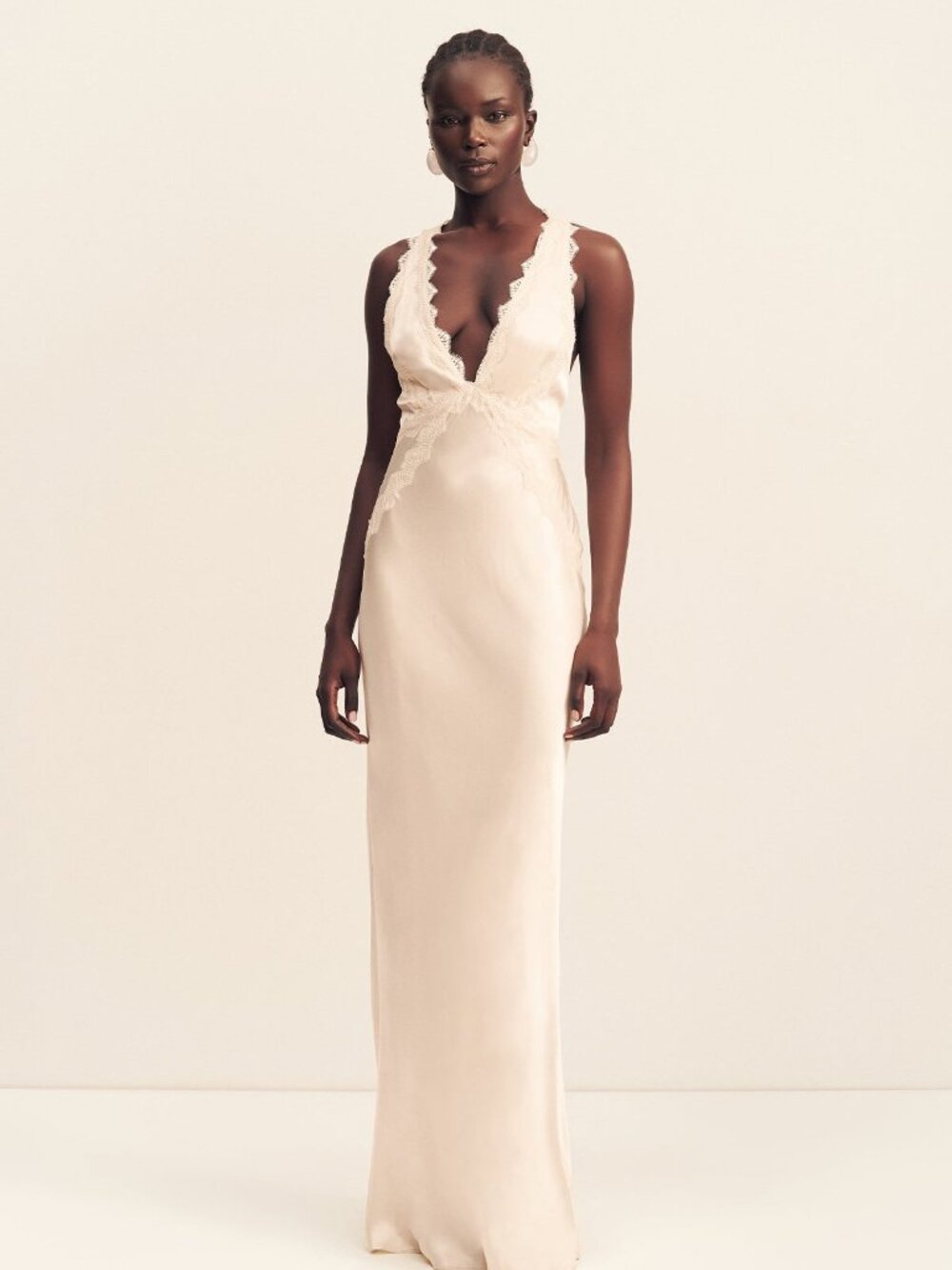 La Lune Lace Cross Back Maxi Dress - Cream